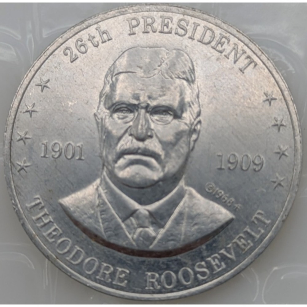 Shell Oil Co. Shell's Mr. Presidents Game Theodore Roosevelt‎ Coin 1968 Vintage